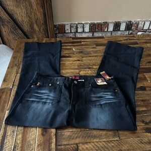 Just USA Men's Dark Black Straight Jeans